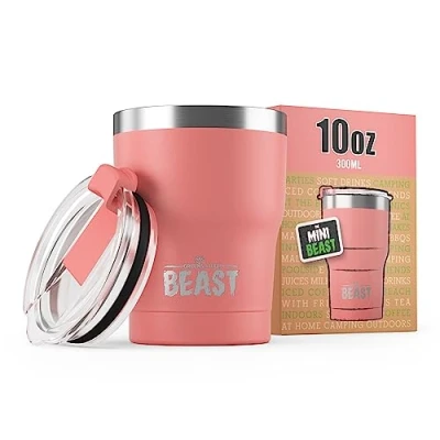 Bild av BEAST Isolerad kaffemugg 300 ml I Blossom rostfritt stål återanvändbar, isolerade koppar 2 sugrör och borste rengöring termos resekaffe dubbelvägg varmt eller frostat kaffe