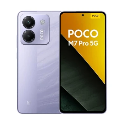 Bild av Poco M7 Pro 5G smartphone, 8 + 256 GB, lila, klar 50 MP Sony kamera med OIS, 5110 mAh batteri, 45 W TurboCharge, 120 Hz ögonvänlig AMOLED skärm