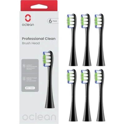 Bild av Oclean Professional Clean borsthuvud, 6 delar, svart