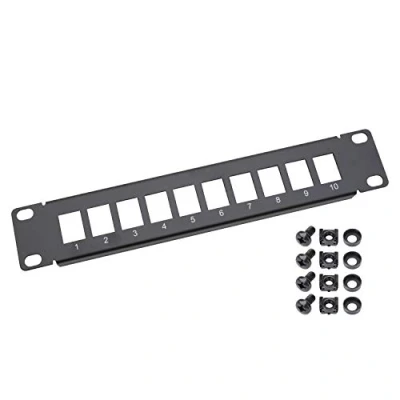 Bild av HMF 63345 02 UTP Keystone patchpanel för serverskåp 10 tum 1 HE portar RJ45 Svart