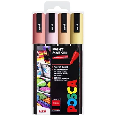 Bild av POSCA PC 5M Paint Marker Art Pens 1.8 2.5mm Set of 4 in Wallet (Warm Pastel)