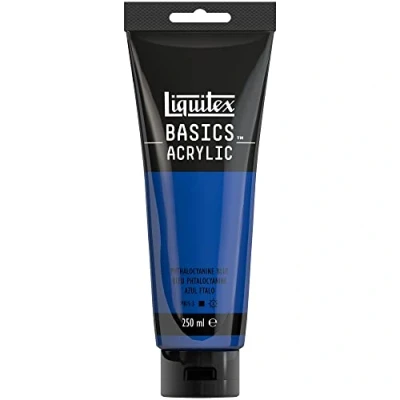 Bild av Liquitex 88700225 basplagg akrylfärg, monopigmenterade konstnärpigment, ljusäkta, medelviskositet, arkivkvalitet, sidenglänsande finish, 250 ml rör ftalocyaninblå