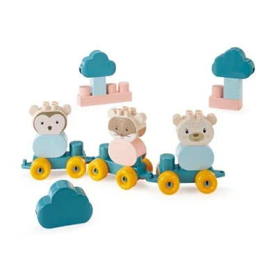 Bild av Abrick Animal Train Bear with Building Blocks in Suitcase 28 pcs.