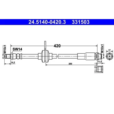 Bild av ATE 24.5140 0420.3 Flexible De Frein 420 M10x1 FORD: C Max 2, FOCUS 3, Grand