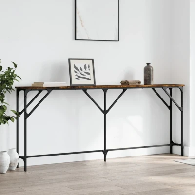 Bild av vidaXL Avlastningsbord rökfärgad ek 180x23x75 cm konstruerat trä, hallbord, vardagsrumsbord, smalt konsolbord, hall konsolbord