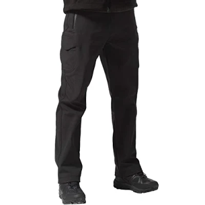 Bild av FREE SOLDIER Arbetsbyxor Herr Termisk Skidbyxor Vinter Vattentät Vandringsbyxor Taktiska Militära Jaktbyxor Softshell Fleecefodrade Snöbyxor, Svart, 42 lång