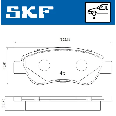 Bild av SKF VKBP 80037 Jeu de plaquettes frein non préparé pour indicateur d&#039;usure avec accessoires