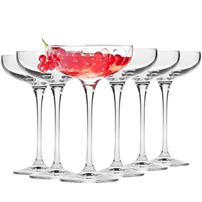 Bild av KROSNO Champagne Saucer Coupe Glasses Set med 6 240 ML Harmony samlingen Perfekt för hem, restauranger och fester Lämplig servering av mousserande vin Kan diskas i diskmaskin