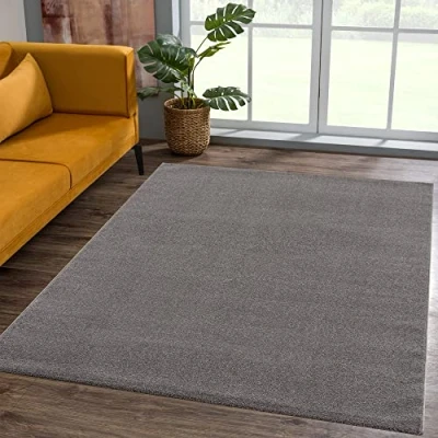 Bild av SANAT matta med kort lugg vardagsrum vanlig modern för sovrum, arbetsrum, kontor, hall, barnrum och kök grå, 140 x 200 cm