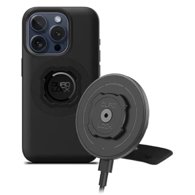 Bild av Quad Lock Självhäftande Instrumentbräda/Konsol biltelefonhållare med MAG trådlöst laddhuvud V2 och mobilskal för iPhone 15 Pro