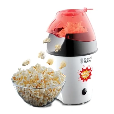 Bild av Russell Hobbs popcornmaskin, tillagar upp till 12 koppar popcorn 35 50g, cirkulerande varmluft ingen olja behövs, doseringssked, 1200W, Fiesta 24630 56
