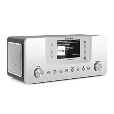 Bild av TechniSat DigitRadio 574 IR stereo internetradio (DAB+, FM, WLAN, Bluetooth ljudstreaming, 4 tums färgskärm, USB, AUX ingång, hörlursuttag, väckarklocka, 10 watt, app/fjärrkontroll) silver
