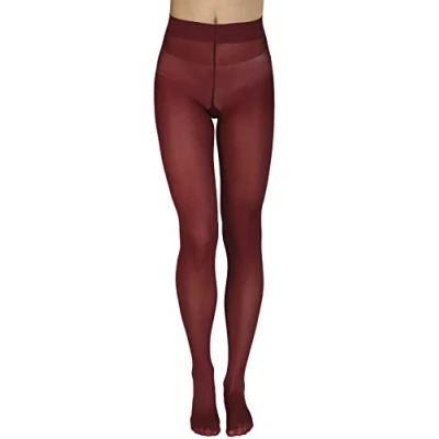 Bild av Annes styling enkla damtights 40 denier matt semi ogenomskinlig mikrofiber klassiska strumpbyxor Zarra, Bordeaux, S