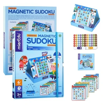 Bild av mierEdu Magnetisk Sudoku barn Duell Version I Främjar logiskt tänkande + motorik koncentration Perfekt För hem och som resespel 1 2 spelare leksak från 3 år