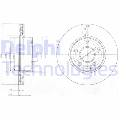 Bild av DELPHI BG4227C Disque de frein 288 25 5 ventilé revêtu à haute teneur en carbone sans roulement roue, bague ABS