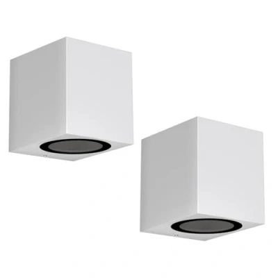 Bild av ledscom.de 2 x vägglampa ALSE för utomhusbruk, IP54, downlight, vit matt, kantig, 1x GU10 max. 35W