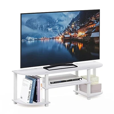 Bild av Furinno brett nöjescenter, stativ, TV enhet, konstruerat trä, vit, 120 (B) x 40 (H) 34 (D) cm