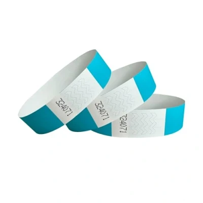 Bild av CINTAPUNTO 1 000 st färgglada ID armband Tyvek typ vattentäta engångs pappersarmband fluo för evenemang fester festivaler med självhäftande stängning (Aqua)