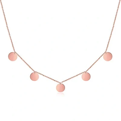 Bild av Kedja med plattor i Roséguld för damer Vattentät 5 mynt halsband Boho smycken rostfritt stål