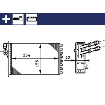 Bild av MAHLE ORIGINAL AH 72 000S Radiateur De Chauffage avec accessoires revêtement, pièces d&#039;assemblage, raccords rapides VOLKSWAGEN: Golf 4