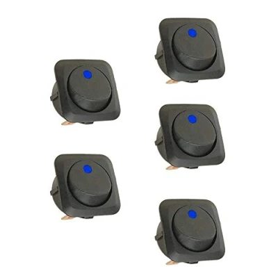 Bild av Mintice 5 x 25 mm bilfordon rund båt lastbil växlingsomkopplare blå LED ljus 12 V A