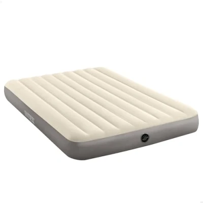 Bild av Intex Airbed Materasso Deluxe Classic Matrimoniale Dura Beam con Tecnologia Fiber Tech, Tinta Unita, Tortora/Grigio, 152 x 203 25 cm