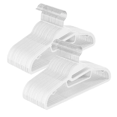 Bild av Songmics CRP041W05 Set med 50 plastgalgar, klädhängare U formad öppning, halkfri, platsbesparande, 0,5 cm tjock, 41,5 lång, 360 vridbar krok, vit