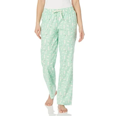 Bild av Amazon Essentials flanellsovbyxa för kvinnor (finns i plusstorlek), mintgröna skogsdjur, X Large