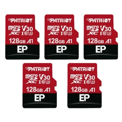 Bild av Patriot Memory 128GB A1 / V30 Minneskort för Android telefoner och surfplattor, 4K videoupptagning Paket med 5