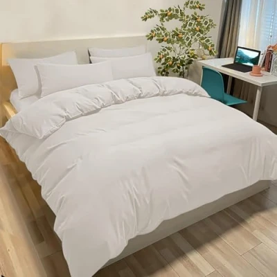 Bild av Påslakan 200x200 cm med 2 örngott 65x65 Beige Sängset för 1 person i mikrofiber Certifierad enligt Oeko TEX®