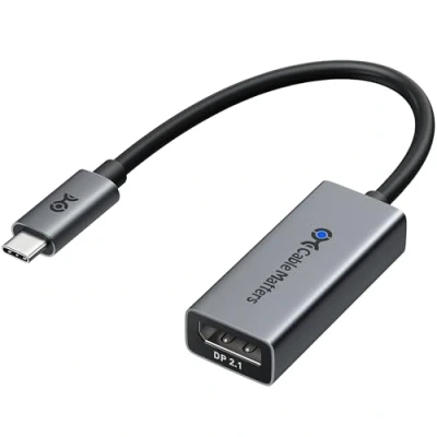 Bild av Cable Matters 80Gbps USB C till DisplayPort 2.1 Adapter, 16K@60hz, 8K@240hz, 4K@960Hz och HDR Stöd Thunderbolt 5/4, USB4 Kompatibel med VR Headset, MacBook Pro, iPad XPS, Surface Pro