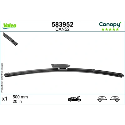 Bild av Balai d&#039;essuie glace Valeo Canopy 583952 500mm plat, caoutchouc d&#039;essuyage composé de &gt;80 % matériaux durabl.