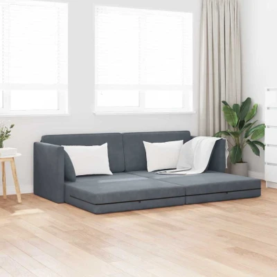 Bild av Golvsoffa Säng 2 i 1 Mörkgrå 213x144x60 cm Sammet