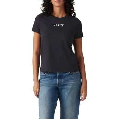 Bild av Levi&#039;s THE Perfect TEE Tshirt med print, Storlek: XS, Serif emb caviar