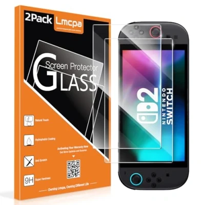 Bild av Lmcpa 2 pack för 2025 Nintendo Switch skärmskydd, härdat glas enkel installation/repskydd, hög upplösning/9H hårdhet
