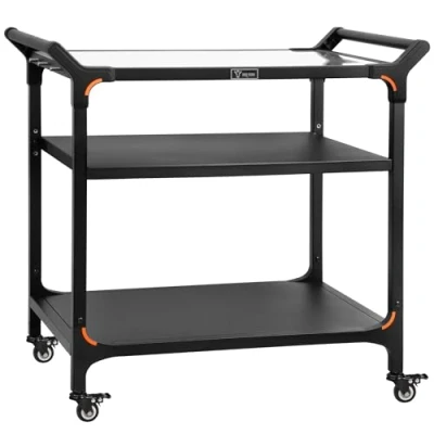 Bild av BBQ Toro grillvagn svart grillbord med stor arbetsyta Sidobord, för utomhusbruk, (3 hyllor (94 x 61 90 cm))
