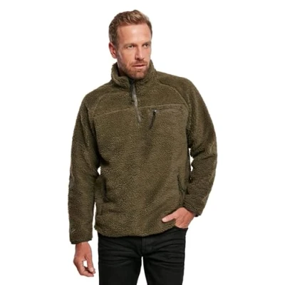 Bild av Brandit troyer i teddyfleece vintertröja med fleecefoder jakt utomhus plysch, OLIV, 4XL