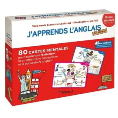 Bild av J&#039;apprends l&#039;anglais autrement: Niveau débutant. 80 cartes mentales pour apprendre facilement le vocabulaire