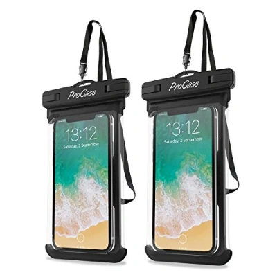 Bild av ProCase Vattentät Mobilväska, Vattentätt Universalt Mobilfodral för Mobiler upp till 7,0&quot; Universal Waterproof Pouch [2 pack] Svart