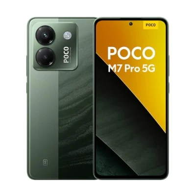 Bild av Poco M7 Pro 5G smartphone, 12 + 256 GB, grön, klar 50 MP Sony kamera med OIS, 5110 mAh batteri, 45 W TurboCharge, 120 Hz ögonvänlig AMOLED skärm