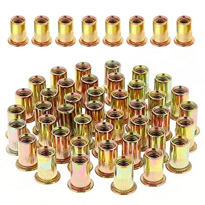 Bild av Gueenky 100 st nitmutter M10 gängad med platt huvud, i förzinkat kolstål, sortiment nitinsats för plastmetall (17 mm x 21 mm)