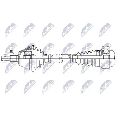 Bild av NTY NPW VW 201 Drivaxel framaxel höger 805mm 94mm Manuell VOLKSWAGEN: Golf 4, 4 Variant, SKODA: Octavia 1 Combi, I Hatchback