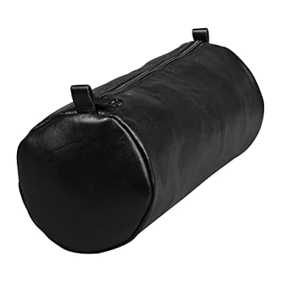 Bild av Clairefontaine Ref 77031C åldersväska stort läder runt pennfodral 21 x 6 cm, äkta lammskinn, grönsaksgarvat färg, metalldragkedja svart