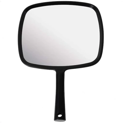 Bild av Mirrorvana handspegel med handtag liten sminkspegel och frisörspegel för smink, kosmetika, hårklippningar platt 20 cm B x 28 L (svart)