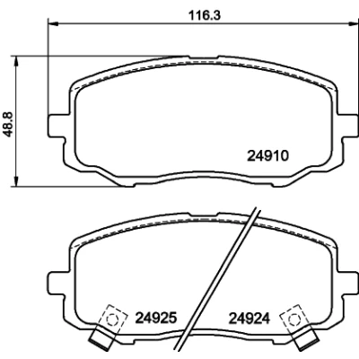 Bild av HELLA 8DB 355 014 901 Jeu de plaquettes frein avec indicateur d&#039;usure HYUNDAI: i20 I 3/5 portes, II i10
