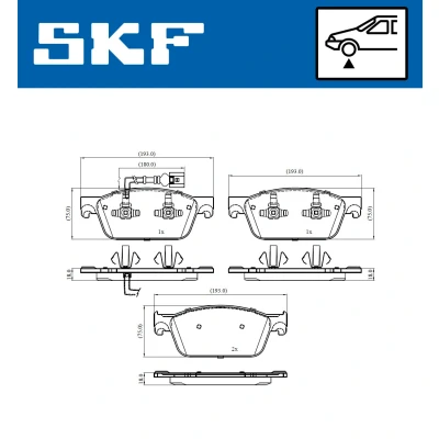 Bild av SKF VKBP 80445 E Jeu de plaquettes frein contact signal d&#039;usure inclus VOLKSWAGEN: California T6 Minibus