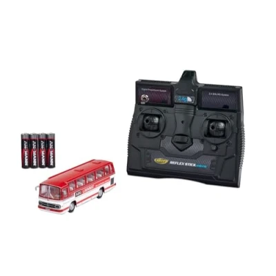 Bild av CARSON 500504144 1:87 MB Bus O 302 2,4 GHz 100% RTR röd körklar modell, fjärrkontroll med laddningsanslutning, inkl 4xAAA sändarbatterier LED belysning, instruktioner