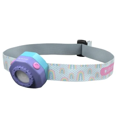 Bild av Ledlenser KIDLED4R LED pannlampa barn i lila energisparande uppladdningsbar 4 färglägen och blinkande funktion barnstrålkastarlampor pojkar flickor integrerad