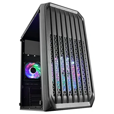 Bild av Mars Gaming MC S2, ultrakompakt Micro ATX PC fodral, främre galler, 2x FRGB fläktar, spelfodral för helsidofönster, stöder vätskekylning upp till 240 mm, svart