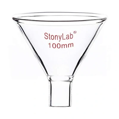 Bild av stonylab Glas Pulvertratt, Tung Vägg Borosilikatglas Kort Stjälk Tratt med 100 mm Topp Diameter och 22